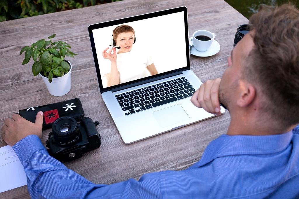 Customer support team with futuristic technology